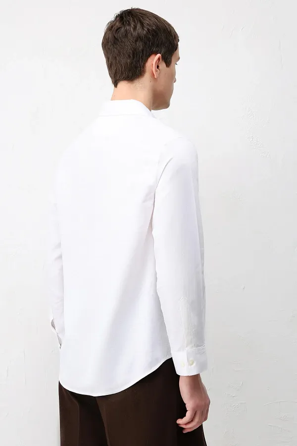 Chemise homme Antioch en lin mélangé blanc cassé, coupe décontractée