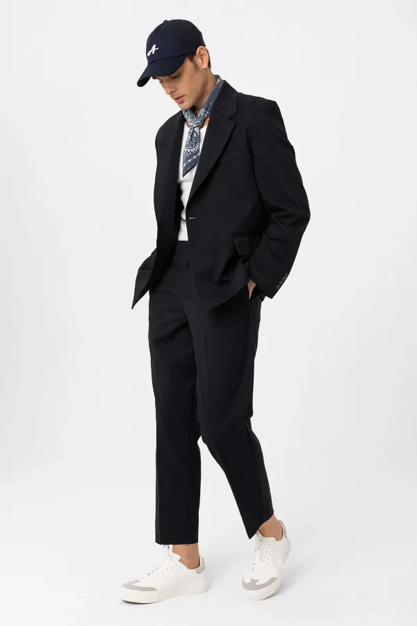 Antioch Lacivert Relax Fit Erkek Blazer Ceket