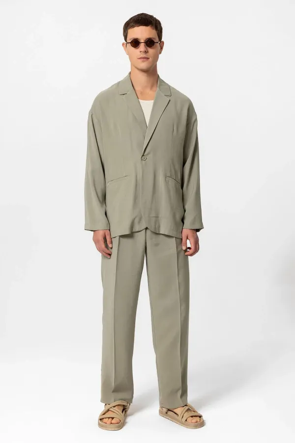 Antioch Haki Oversize Astarsız Erkek Blazer Ceket