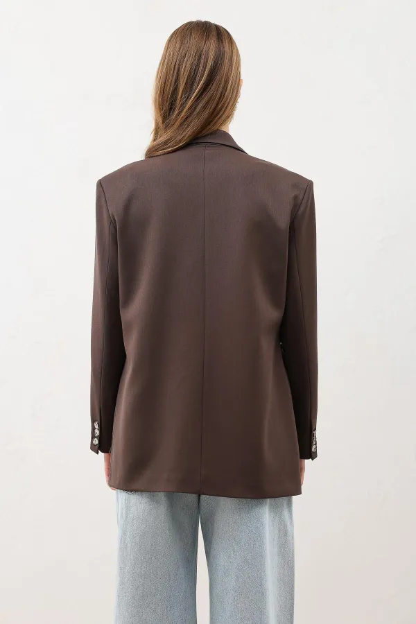 Blazer Antioch marron foncé avec ceinture pour femme