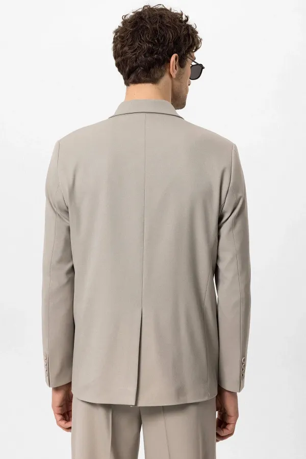 Antioch Beige Double-Breasted Men's Blazer Jacket with Welt Pockets