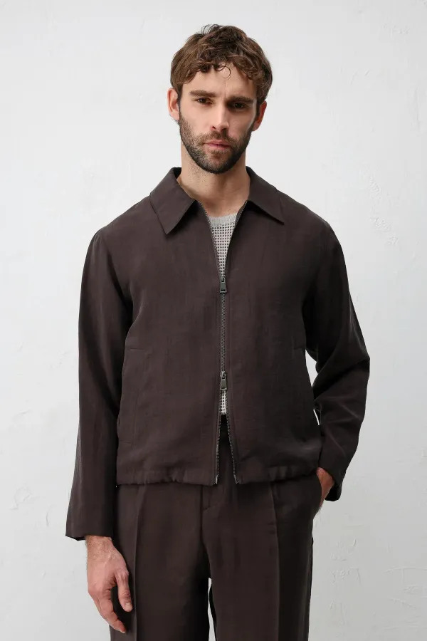 Antioch Dark Brown Lyocell Blend Men's Summer Jacket