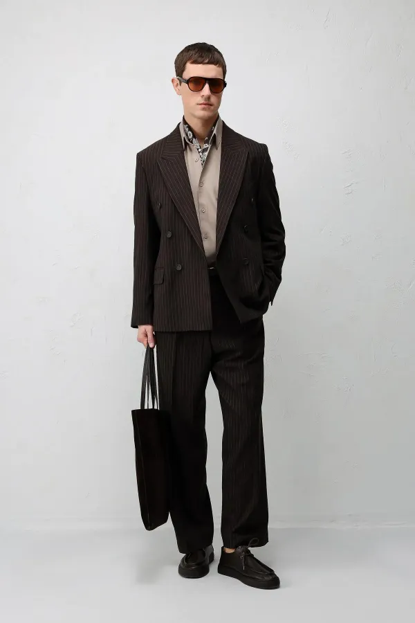 Costume rayé coupe décontractée Antioch Coffee pour homme