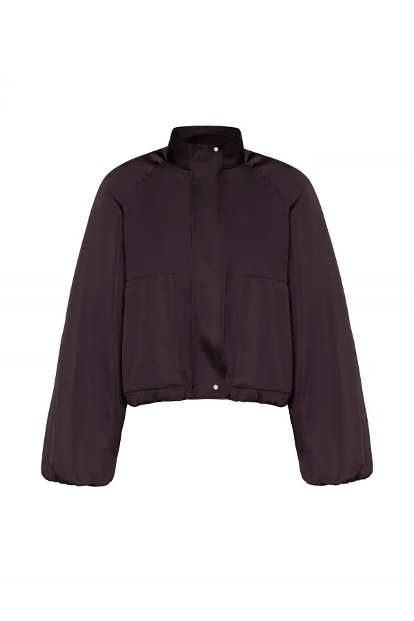 Antioch Kahve Dik Yaka İnce Kadın Bomber Ceket