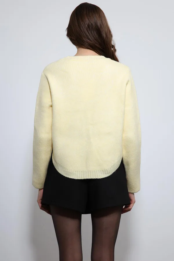 Pull en maille jaune Antioch avec boutons