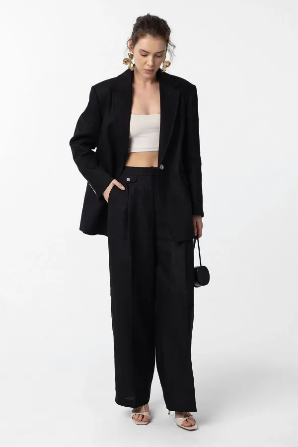 Antioch Black 100% Linen Women's Blazer Jacket