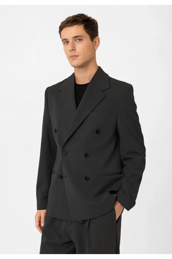 Veste blazer homme Antioch Anthracite coupe décontractée à double boutonnage