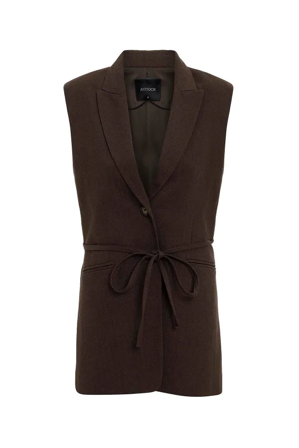 Antioch Coffee Belted Women's Vest
