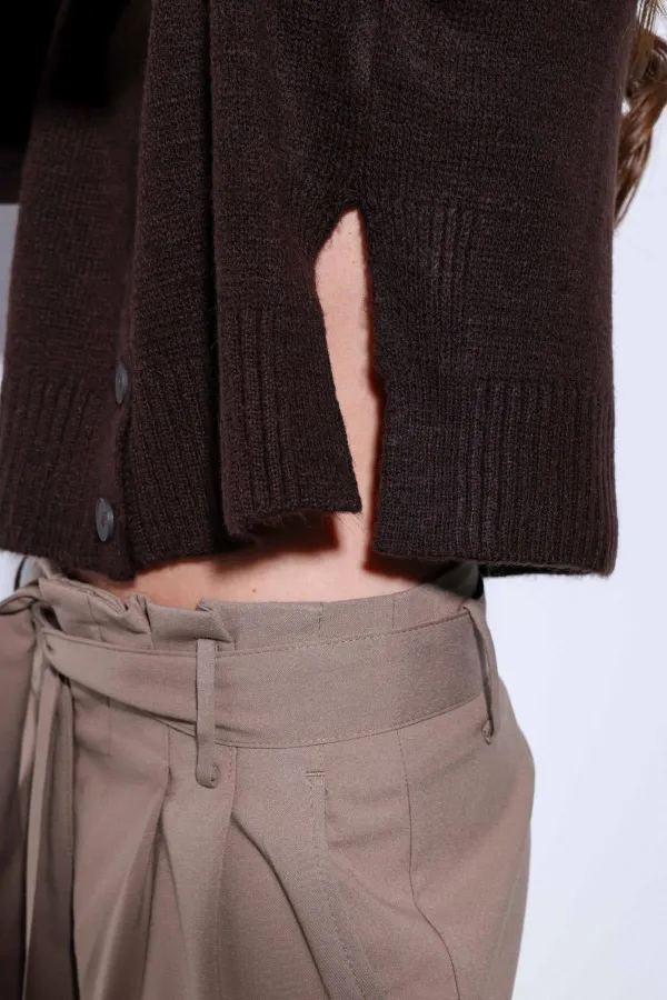 Antioch Coffee Slit Knitted Women's Sweater