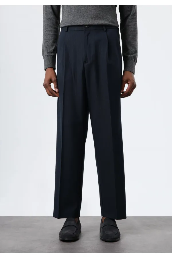 Antioch Navy Relax Fit Striped Men's Trousers