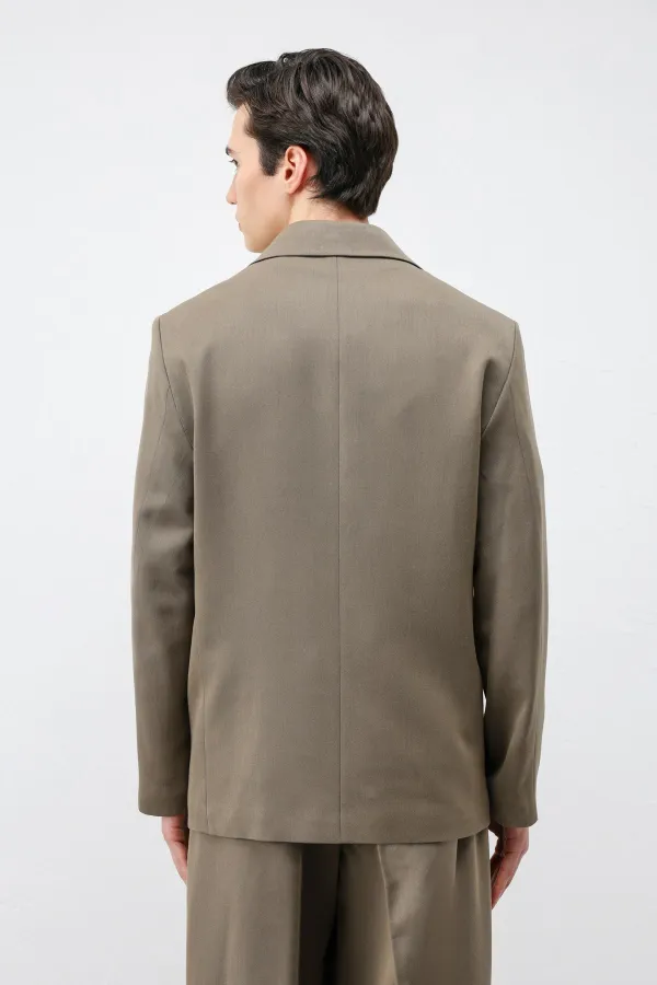Antioch Haki Relax Fit Kruvaze Erkek Blazer Ceket