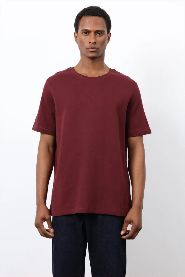 T-shirt basique Antioch Claret Red pour homme, coupe classique