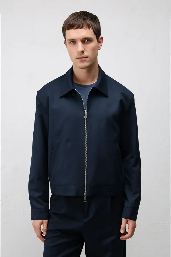 Veste homme Antioch Navy coupe décontractée à fermeture éclair