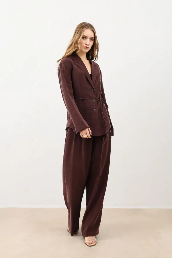 Veste cintrée drapée bordeaux Antioch