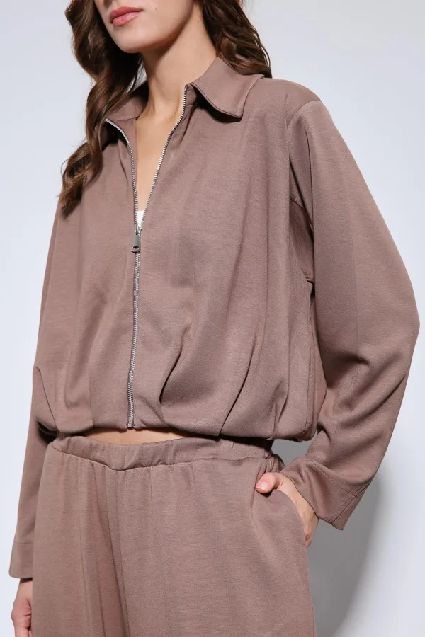 Antioch Bej Volümlü Ceket Ve Paça Lastikli Eşofman Takım