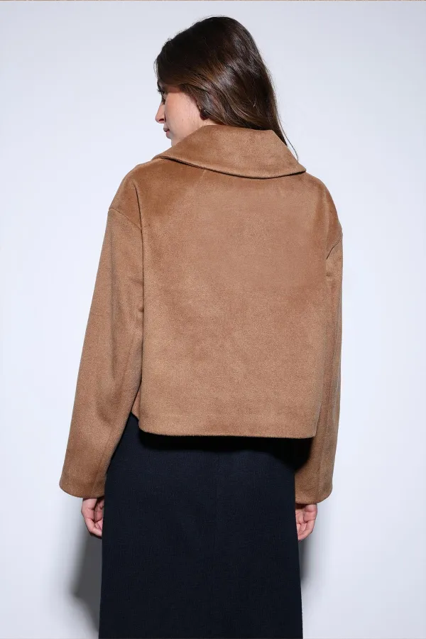 Antioch Camel Kruvaze Kadın Kısa Kaban