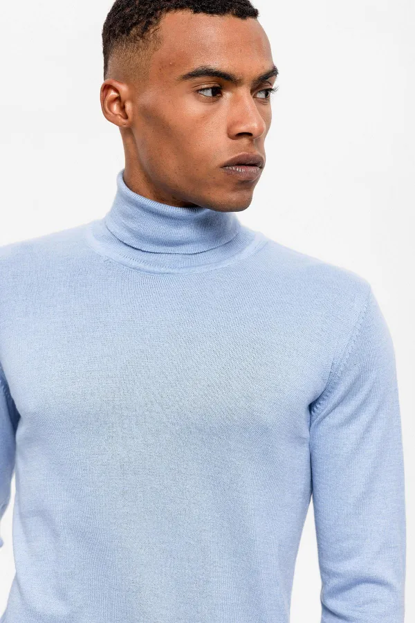 Pull en maille pour garçon Antioch Bebe bleu à col roulé