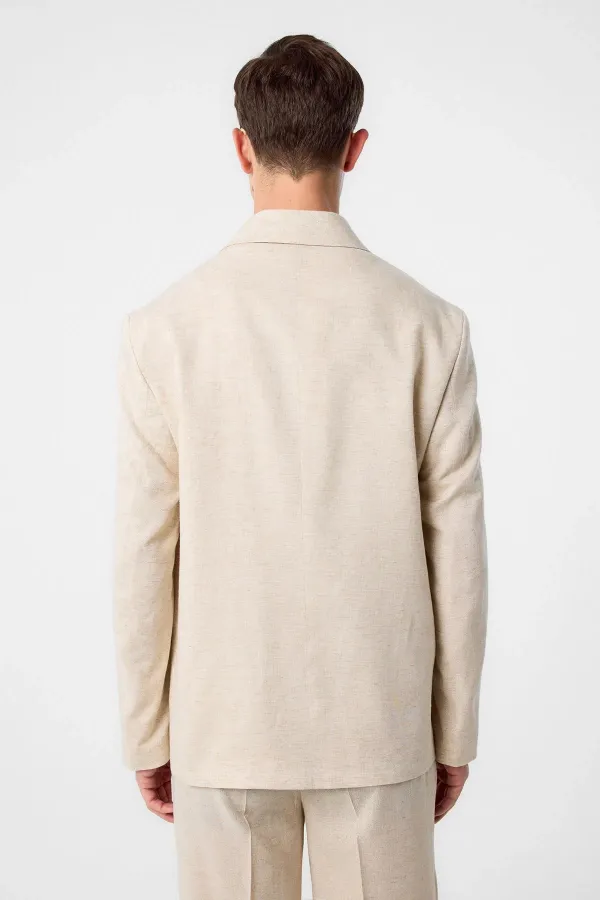 Veste blazer homme Antioch Ecru Relax Fit en lin mélangé