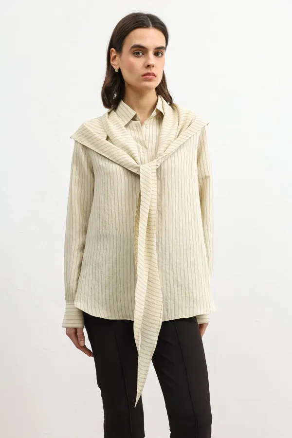 Antioch Bej Mendil Detaylı Kadın Gömlek