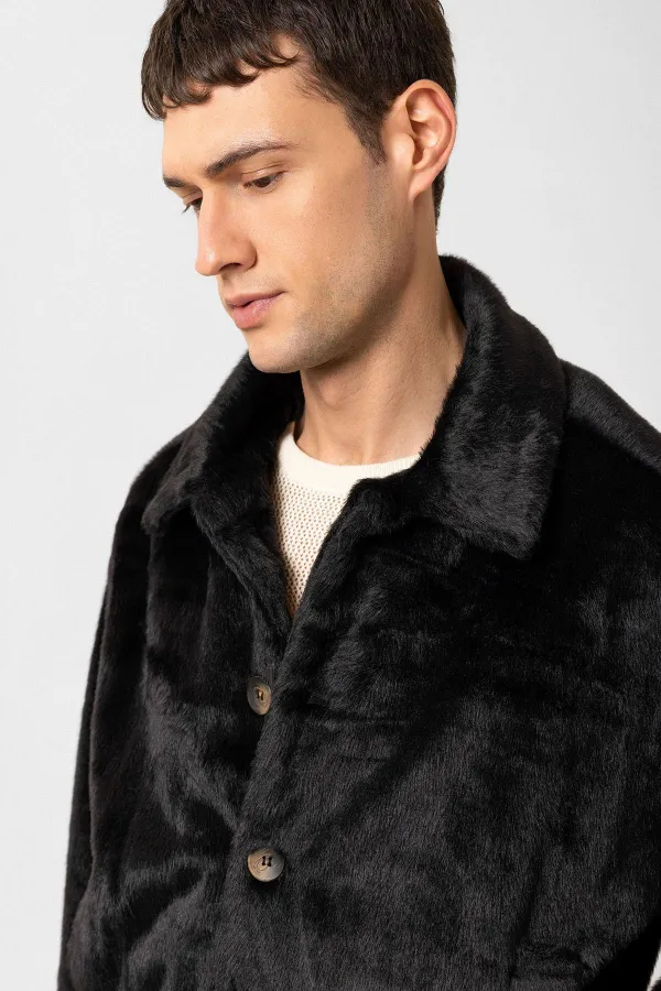 Antioch Black Relax Fit Soft Textured Men's Jacket