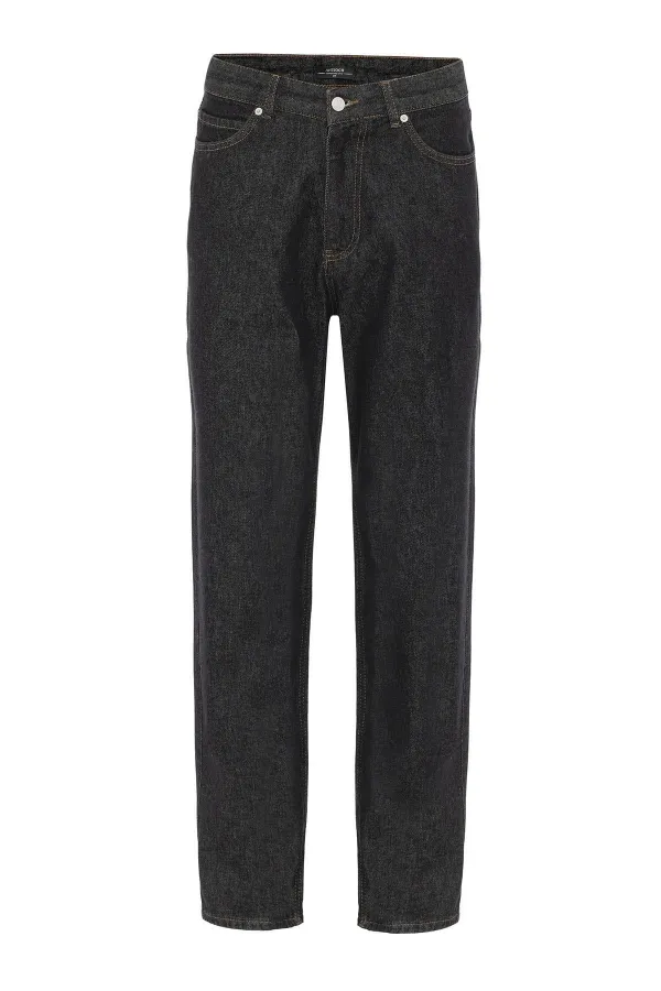 Antioch Siyah Yüksek Bel Relaxed Fit Erkek Kot Pantolon