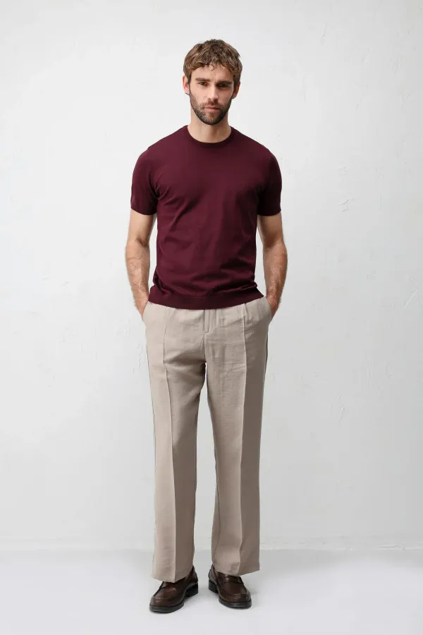 Antioch Bordo Comfort Slim Triko T-Shirt