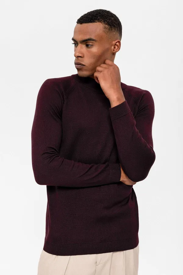 Pull en maille à col demi-col Antioch Plum pour homme