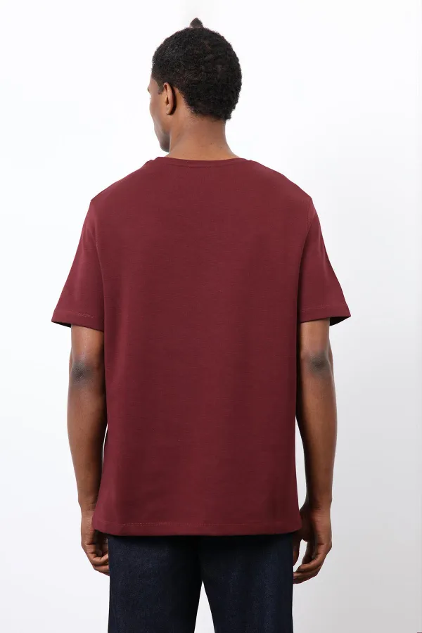 T-shirt basique Antioch Claret Red pour homme, coupe classique