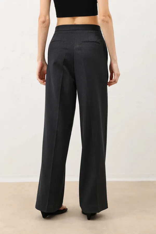 Antioch Smoke High-Waisted Pleated Women's Trousers