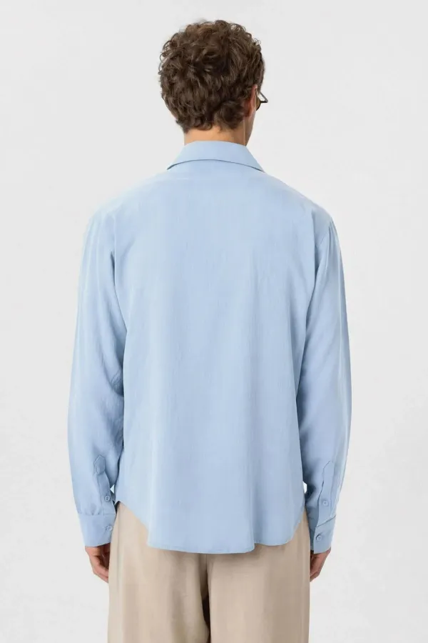 Antioch Bebe Blue Relax Fit Lyocell Fabric Men's Shirt