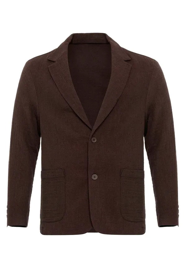 Antioch Kahve Astarsız Torba Cepli Erkek Blazer Ceket