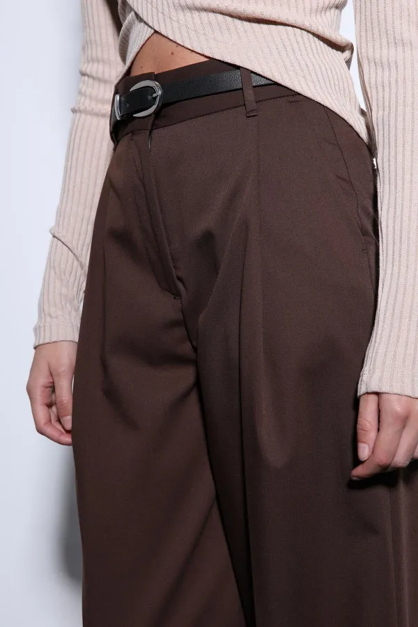Antioch Kahve Geniş Paça Kadın Pantolon