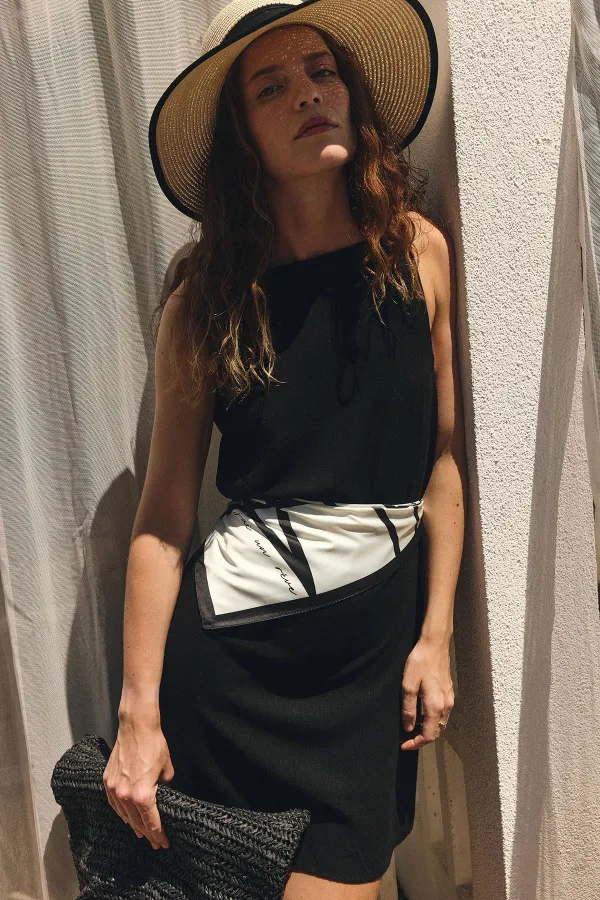 Antioch Black Linen Blend Women's Mini Dress