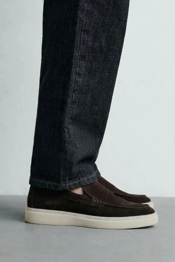 Mocassins en cuir suédé Antioch Coffee avec surpiqûres