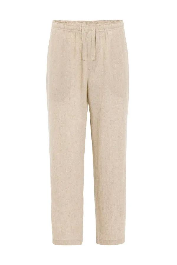Antioch Beige Linen Blend Men's Jogger Pants