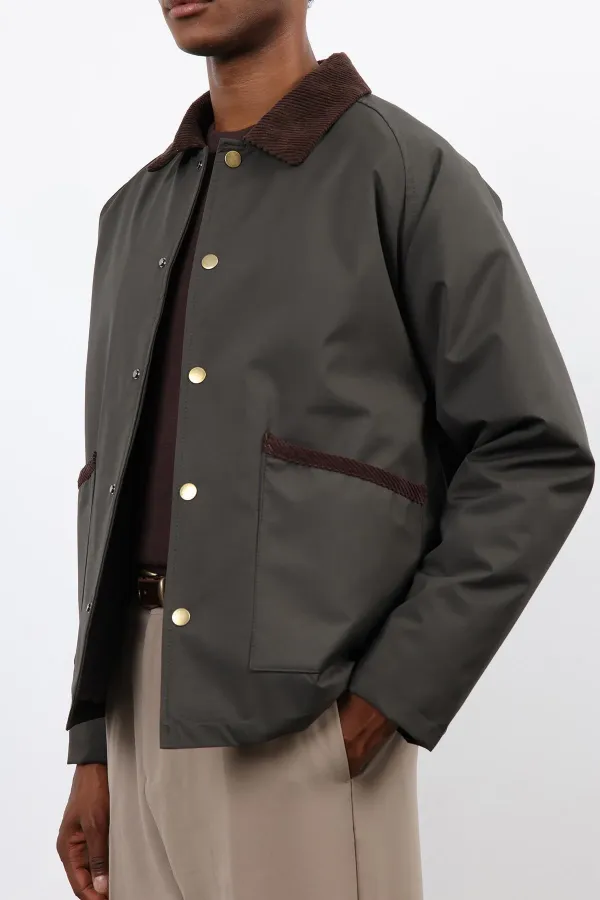 Antioch Haki Kontrast Yaka Erkek Mont