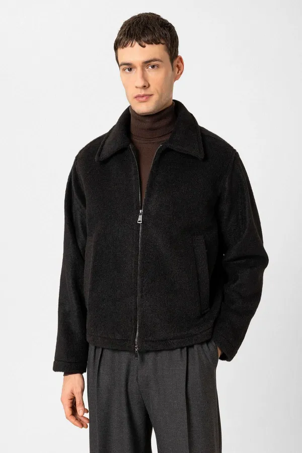 Antioch Black Relaxed Soft Textured Men's Jacket