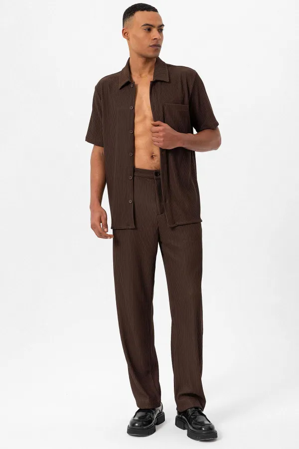 Chemise à manches courtes côtelée Antioch Coffee pour homme
