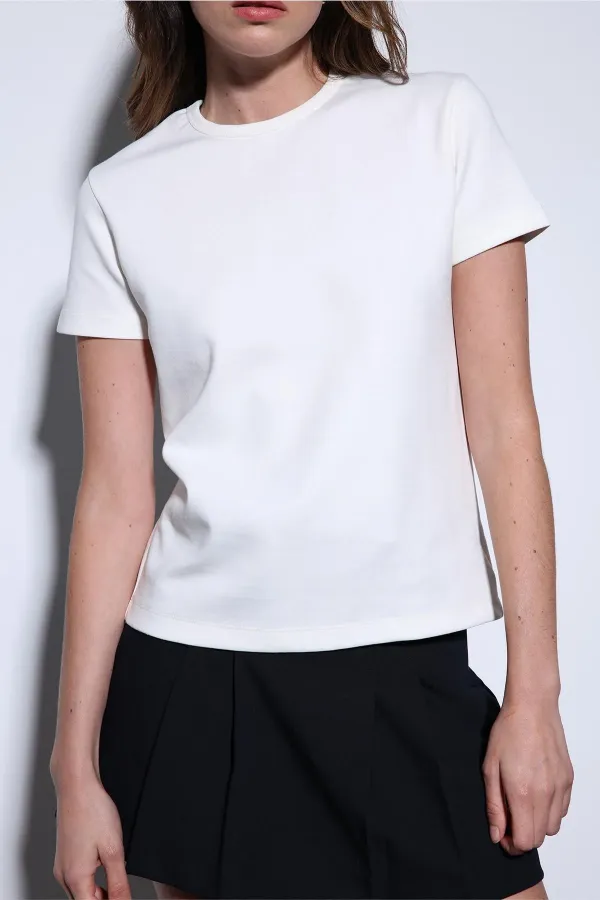 Antioch Ekru Basic Kadın T-Shirt