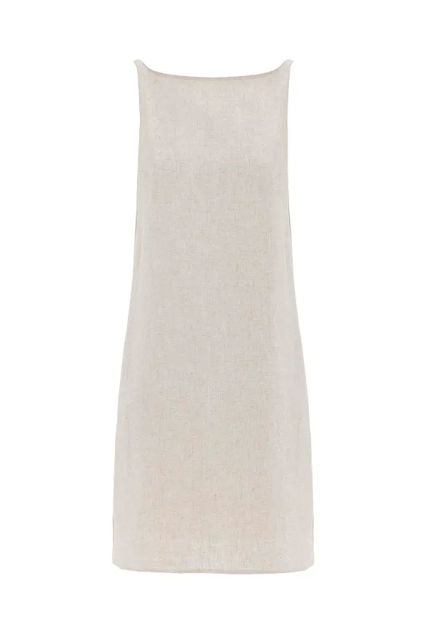 Antioch Ecru Linen Blend Women's Mini Dress