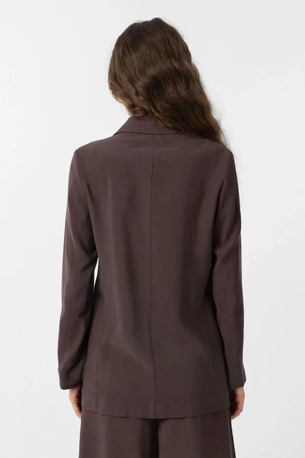 Antioch Kahve Kruvaze Kadın Blazer Ceket
