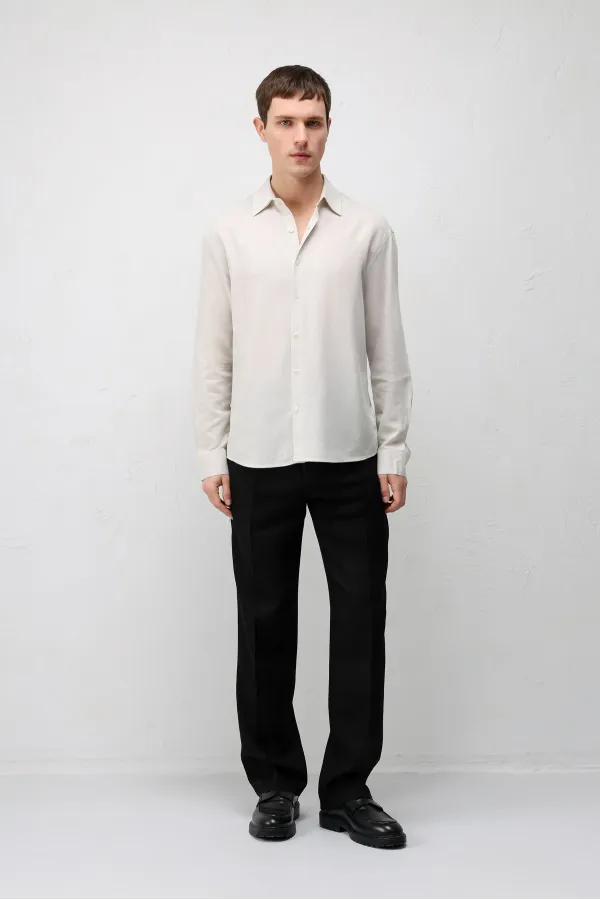 Chemise homme Antioch Stone en lin mélangé coupe décontractée