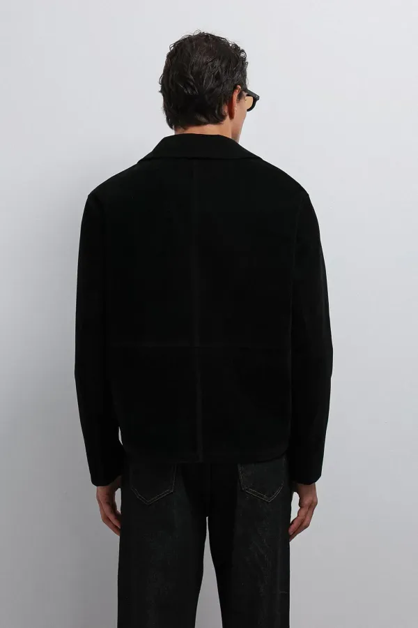 Veste classique pour homme en daim noir Antioch