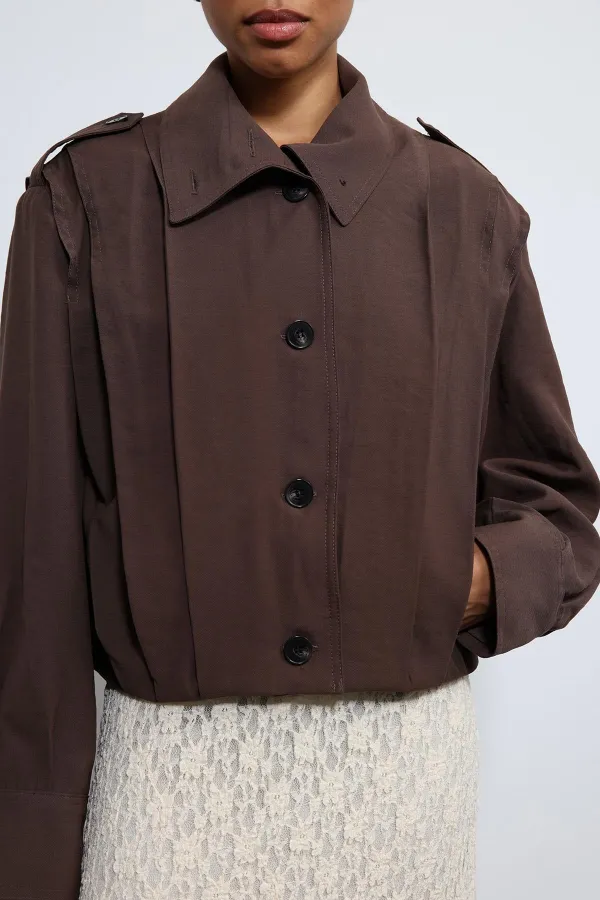 Antioch Kahve Pile Detaylı Dik Yaka Mont