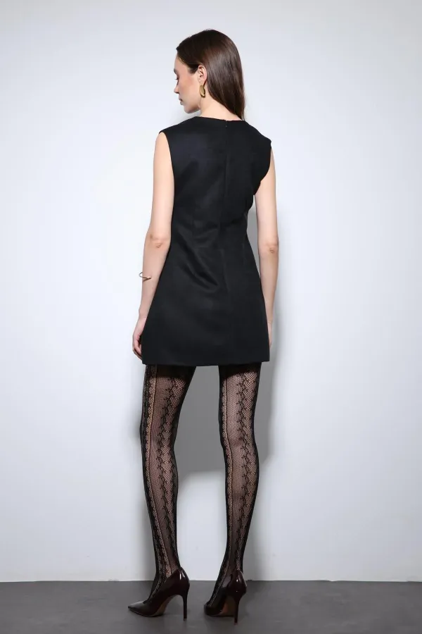 Robe courte noire Antioch à décolleté plongeant