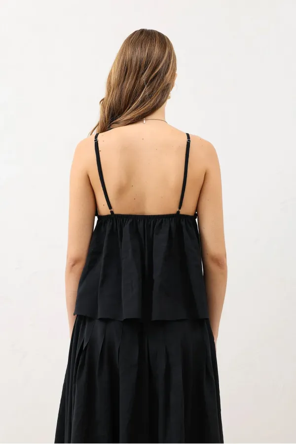 Antioch Siyah Büzgülü Kadın Top