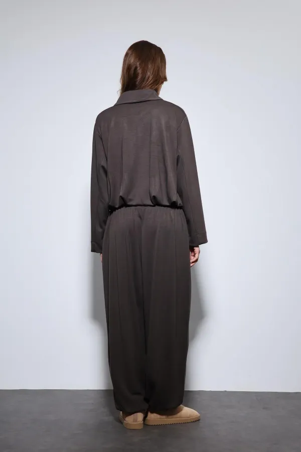 Antioch Kahve Volümlü Ceket Ve Paça Lastikli Eşofman Takım