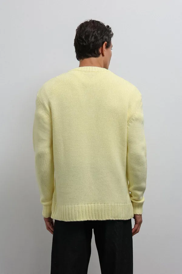 Antioch Yellow Textured V-Neck Men's Sweater