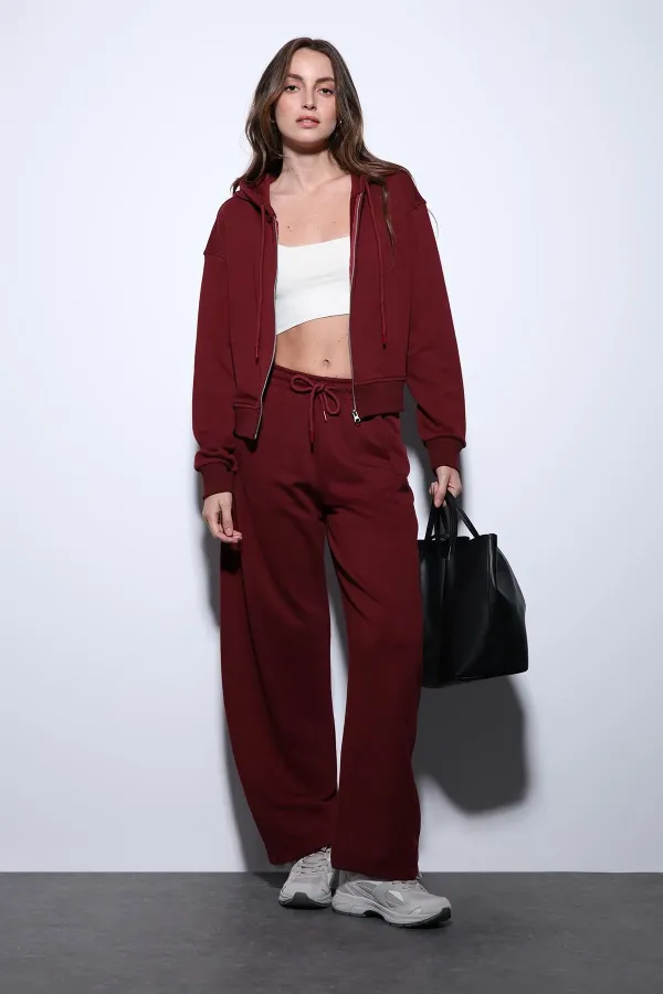 Pantalon de survêtement Antioch Burgundy Basic à jambes droites pour femmes
