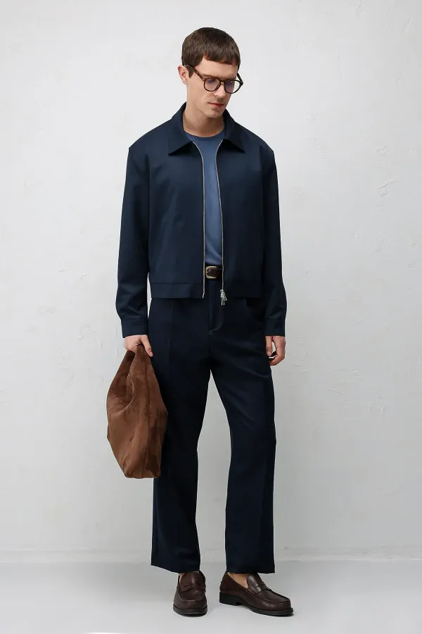 Veste homme Antioch Navy coupe décontractée à fermeture éclair